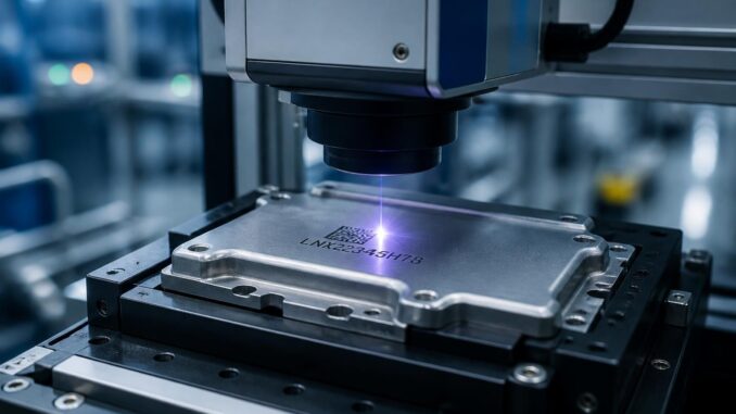 Wie Hersteller die Lasergravur von Seriennummern automatisieren Seriennummern, Barcodes und Data-Matrix-Codes sind